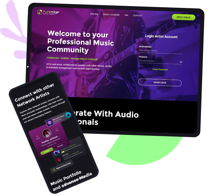 Onboarding Landing Page for Tunedge